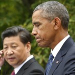 El presidente estadounidense Barack Omaba junto al cabecilla chino Xi Jinping en una conferencia de prensa luego de su reunión en la Casa Blanca, el 25 de septiembre de 2015.