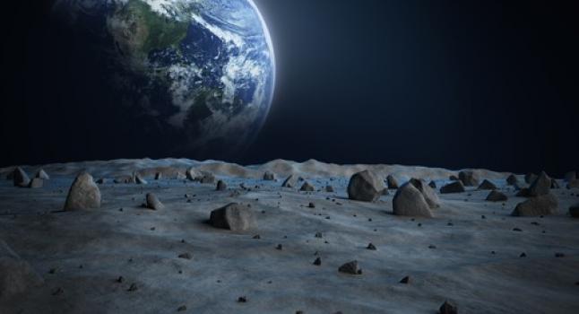 A ILLUSTRATION # XF3;. n the surface of the Moon and Earth (* Shutterstock)