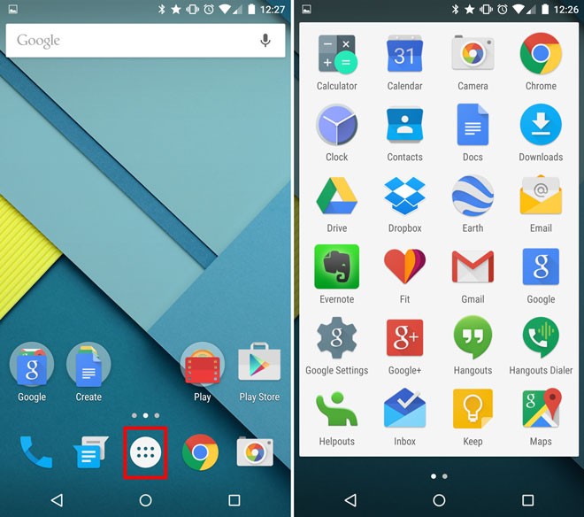 direct access to applications in Android 5.1 Lollipop