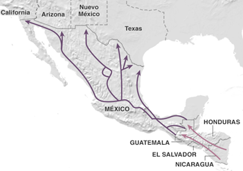 Rutas de migración en México.