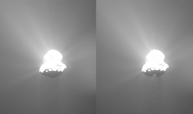 Cometa 67P muestra el nacimiento de chorros de gas y polvo