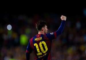 Lionel Messi festeja su gol frente al Bayern de Munich en el Camp Nou. (Vladimir Rys Photography/Getty Images)